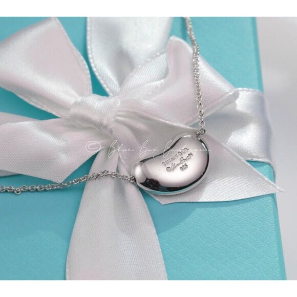 Tiffany & Co. Bean Necklace Elsa Peretti Vintage Large 19mm Pendant 20" Chain - Picture 4 of 9